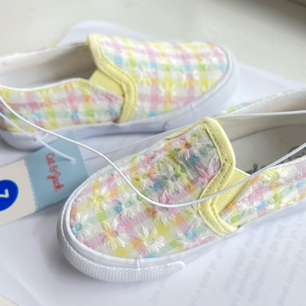 Colorful Plaid Kids Slip-On Shoes